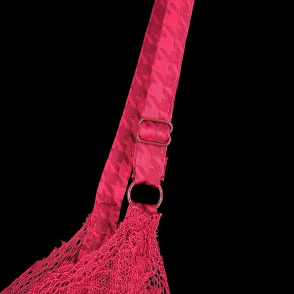 Torrid Womens Lace Trim Cami Top Sz 1X Red Houndstooth Spaghetti Strap - Picture 10 of 10